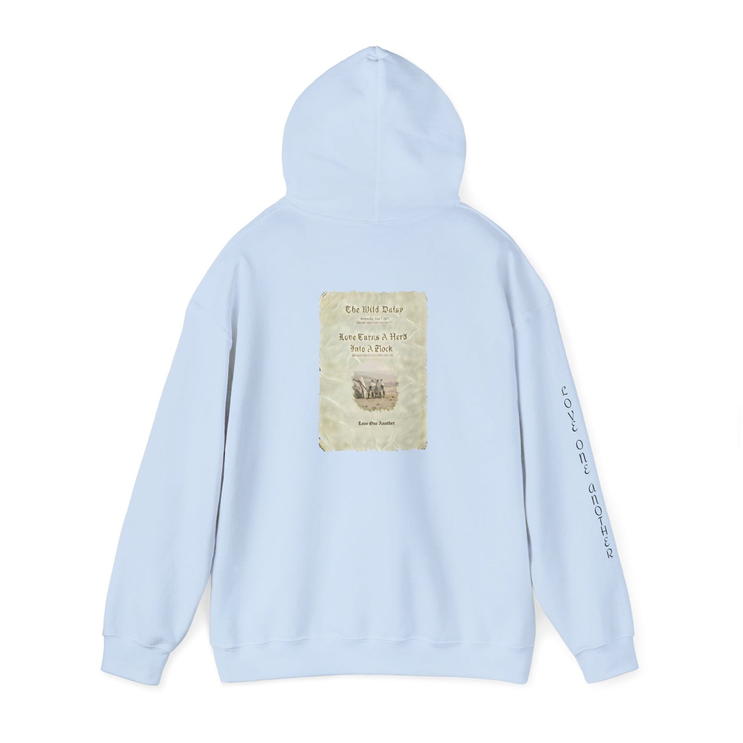 "Love One Another" Parable Hoodie - Lambs with Heart-Shaped Spots - Vintage Farm Design