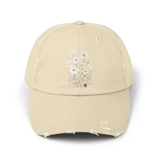 Wild Daisy Homestead Distressed Cap, Floral Hat, Vintage Style, Cool Accessories, Farmhouse Gift, Casual Fashion Daisy, Classy Cap