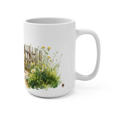 Mug 15oz Beautiful Fairy Sitting by Old Wood Gate Cup for Coffee Tea Hot Chocolate