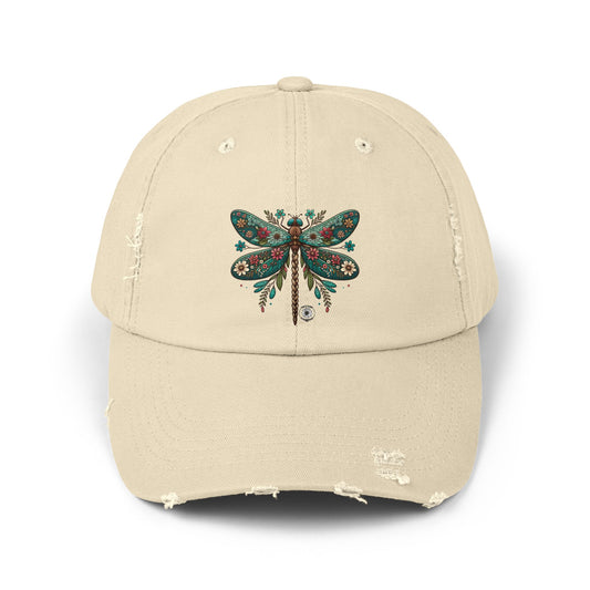 Vintage- Dragonfly Inspired Distressed Cap with Dragonfly Art - Casual Summer Accessory, Gift for Nature Lovers, Boho Style Hat, Ideal for [...]