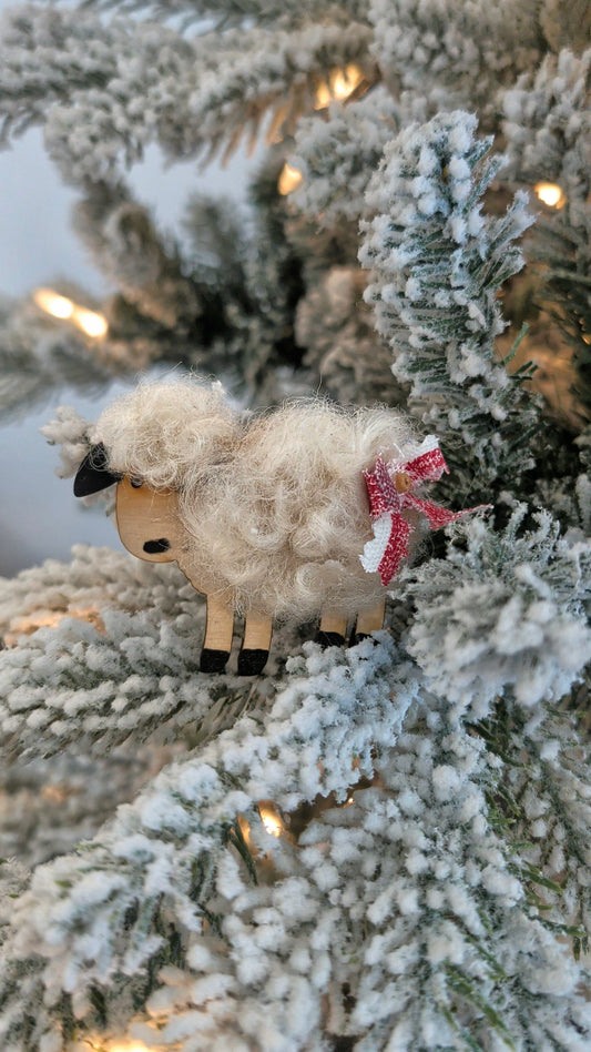 Wool Sheep Christmas Ornaments