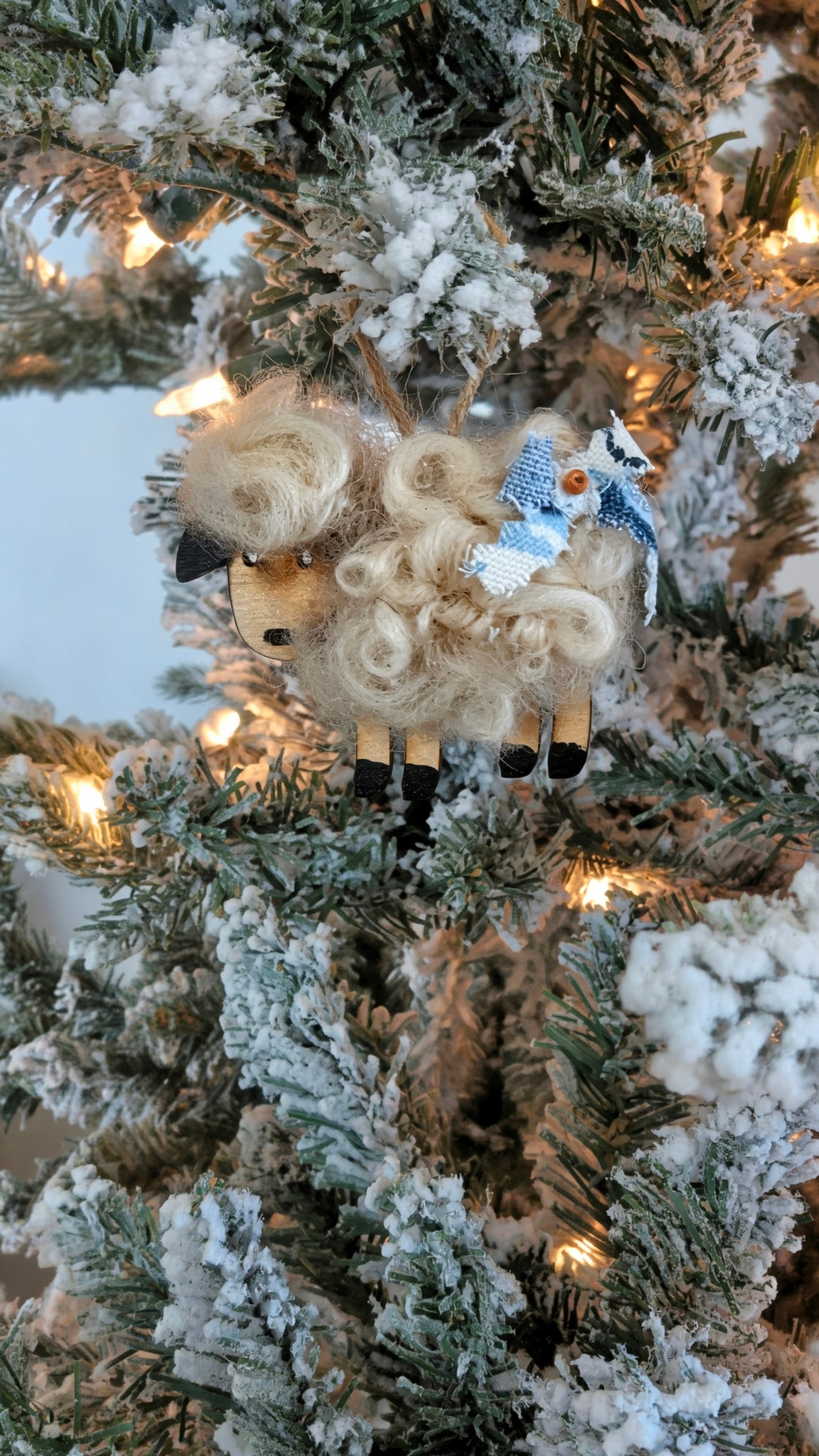 Wool Sheep Christmas Ornaments