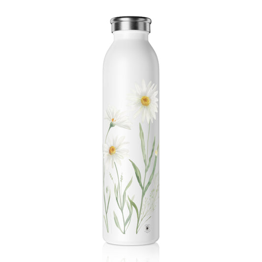 Floral Slim Water Bottle | Stainless Steel Hydration, Eco-Friendly Travel, Gift for Nature Lovers, Summer Essentials, Motivational Quotes