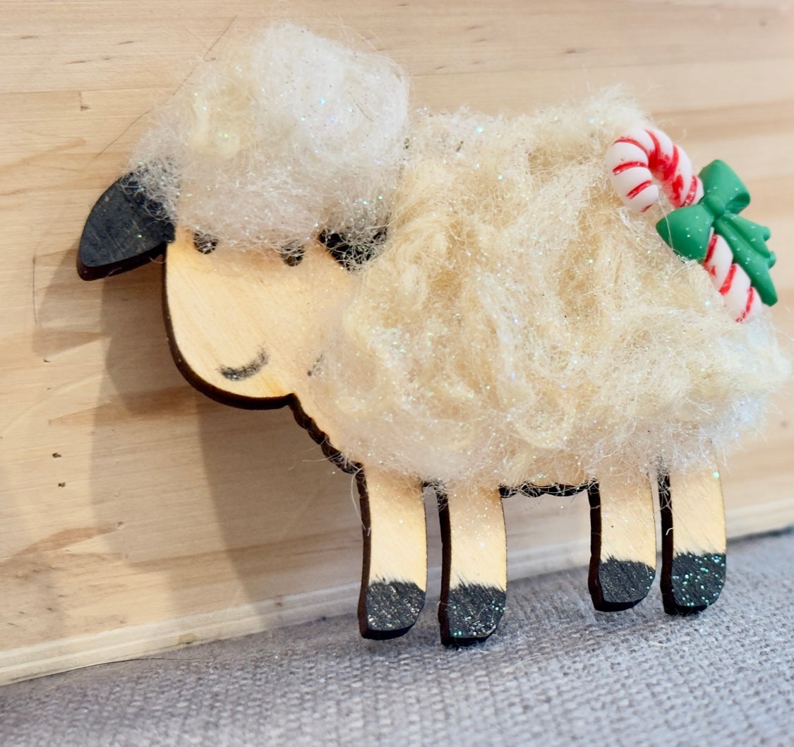 Wool Sheep Christmas Ornaments